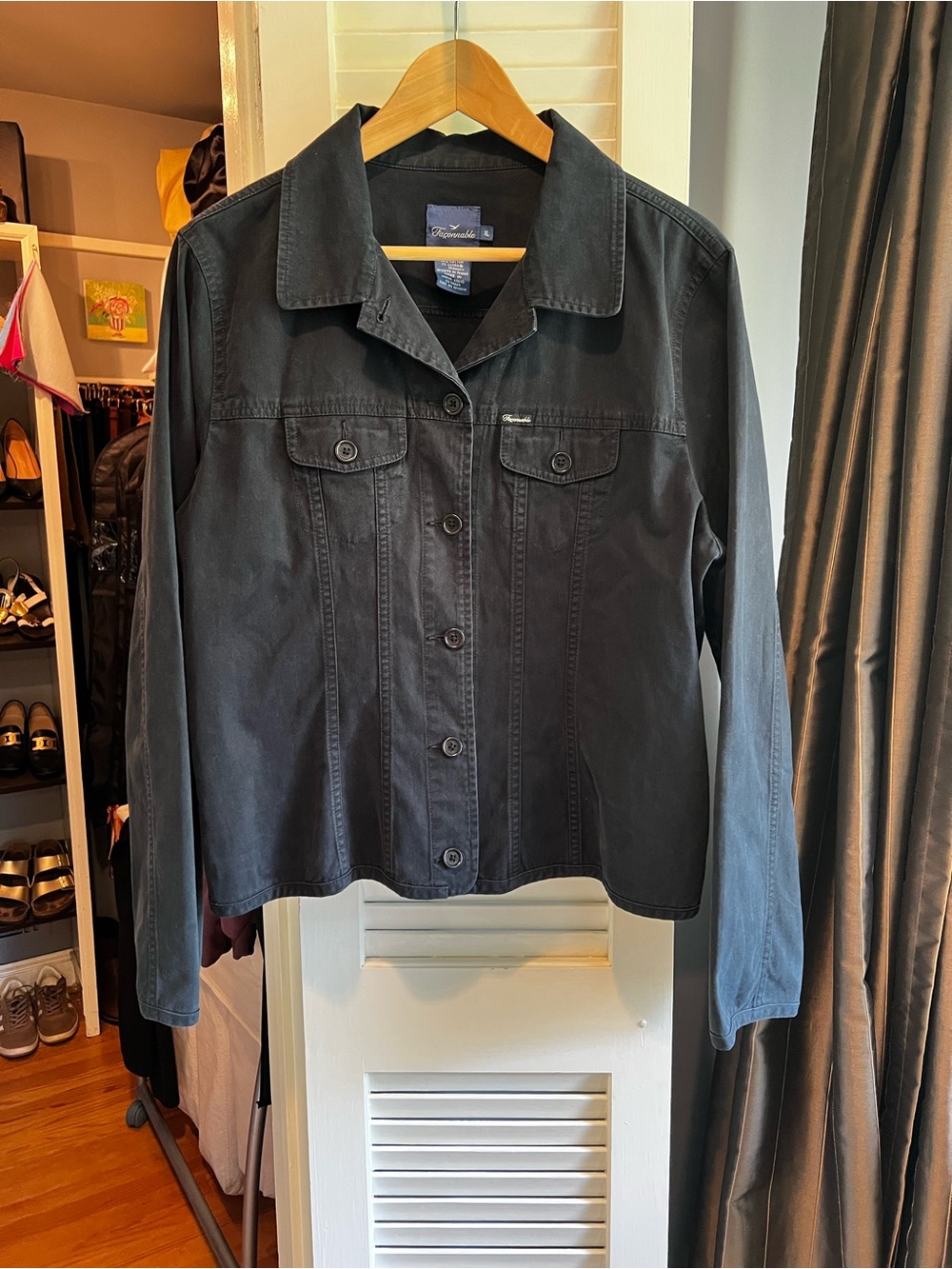 Faconnable Black Soft Cotton Jean Jacket